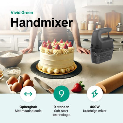 Vivid Green Handmixer Zwart