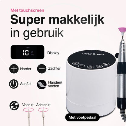 Vivid Green Elektrische Nagelvijl Wit
