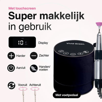 Vivid Green Elektrische Nagelvijl Zwart