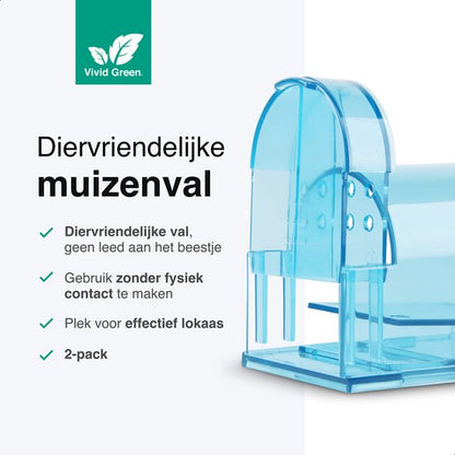 Vivid Green 2-Pack Diervriendelijke muizenval voor binnen & buiten blauw