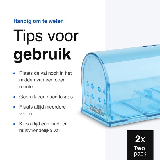 Vivid Green 2-Pack Diervriendelijke muizenval voor binnen & buiten blauw