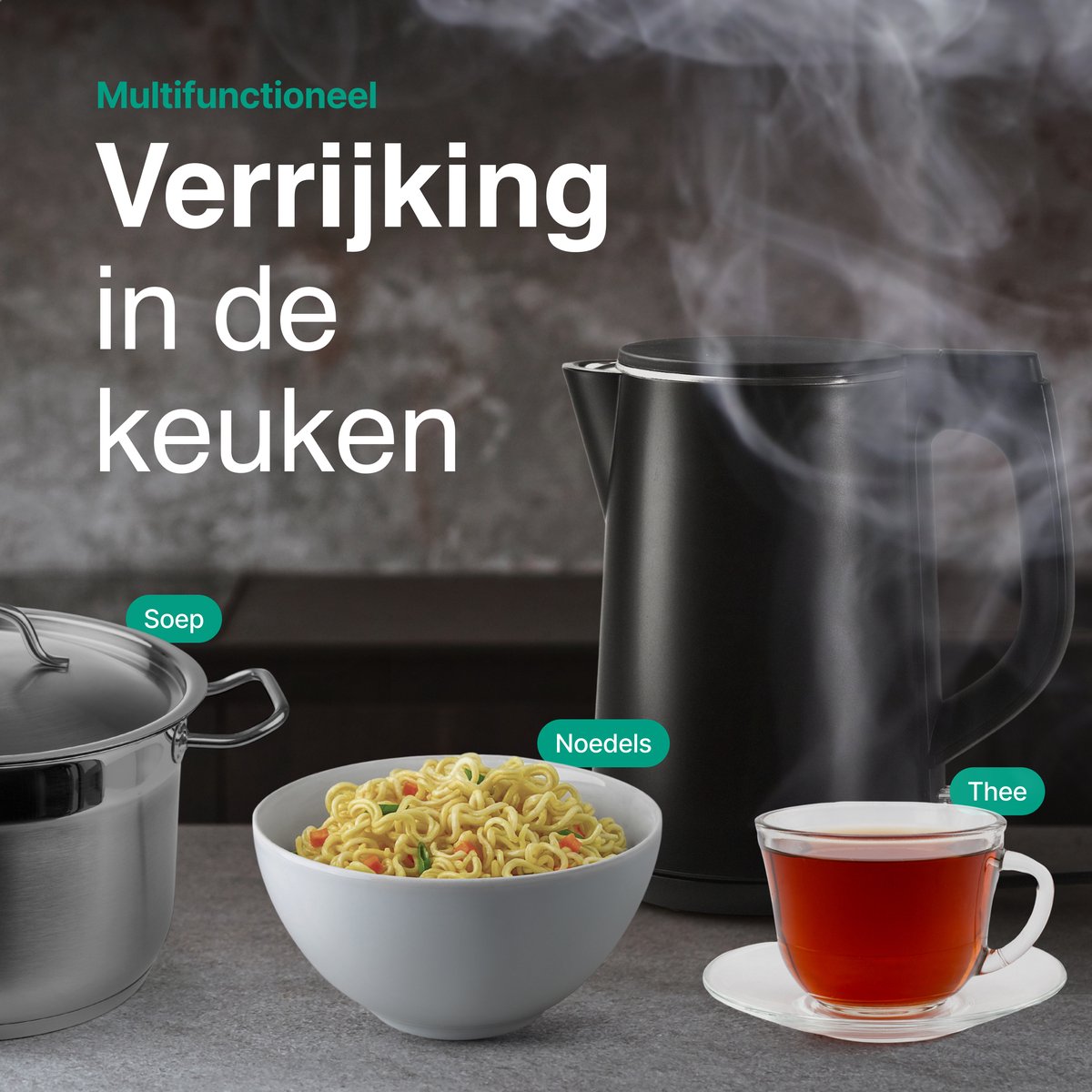 Vivid Green Waterkoker Dubbelwandig 2200W
