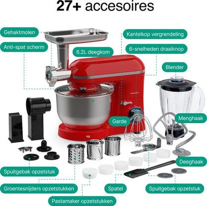 Vivid Green Keukenmachine Multifunctioneel Rood