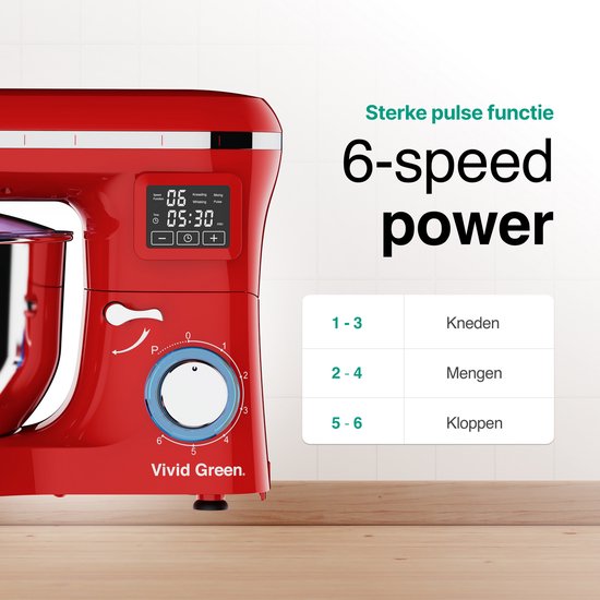 Vivid Green Keukenmachine met Display Rood