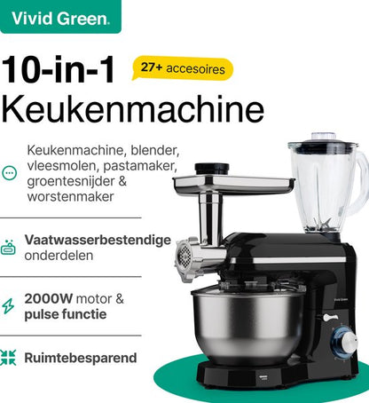 Vivid Green Multifunctionele Keukenmachine Zwart