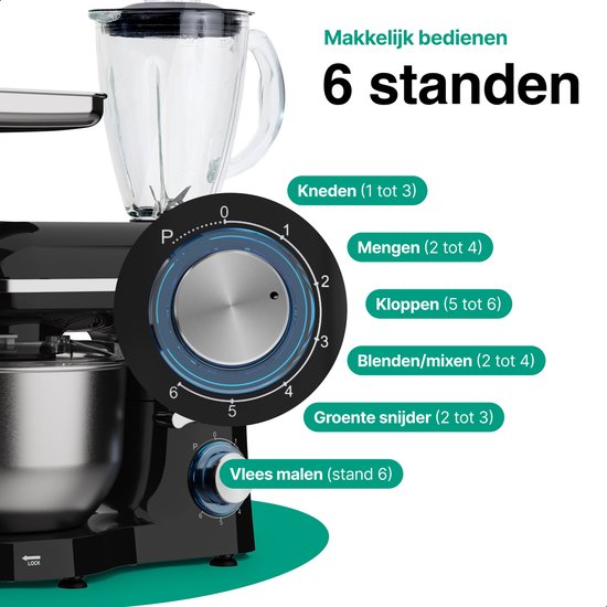 Vivid Green Multifunctionele Keukenmachine Zwart