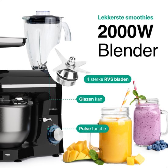 Vivid Green Multifunctionele Keukenmachine Zwart