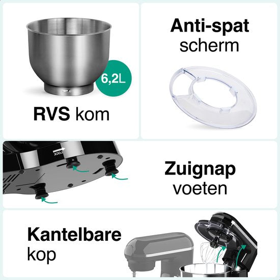 Vivid Green Multifunctionele Keukenmachine Zwart
